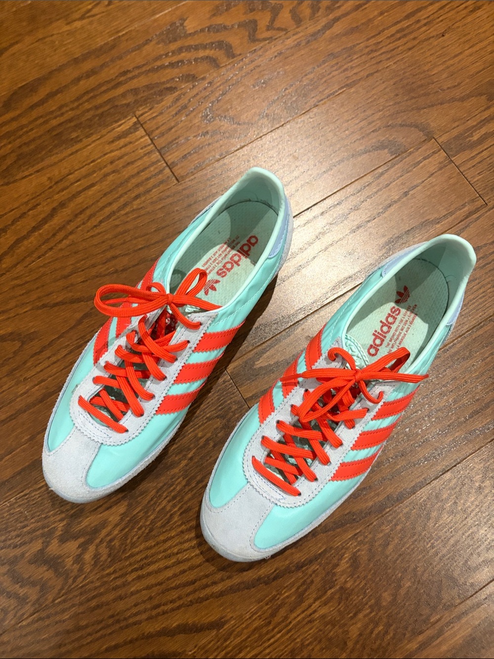 adidas Women's Sneakers in Light Turquoise and Bright Orange